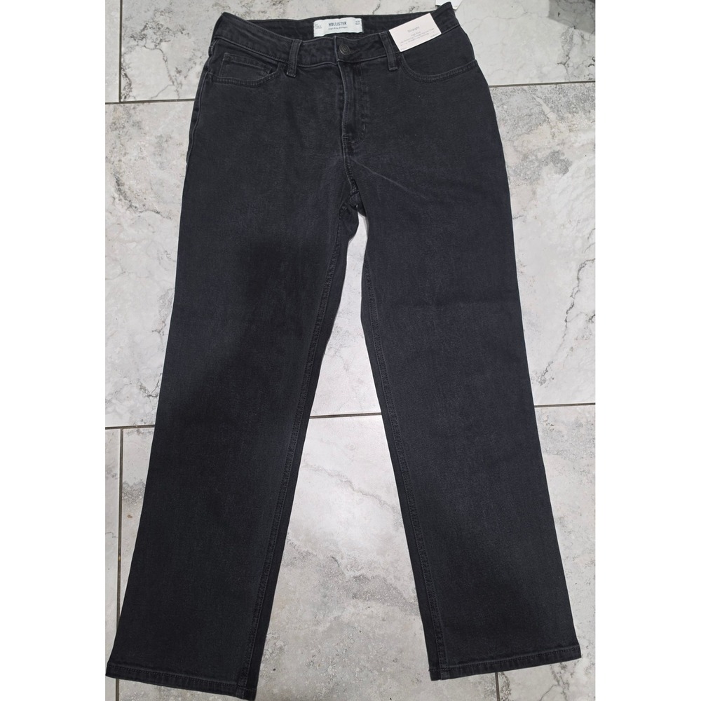 Hollister High-Rise Straight Leg Jeans Faded Black W28 Short 6S New With Tags - Picture 2 of 6